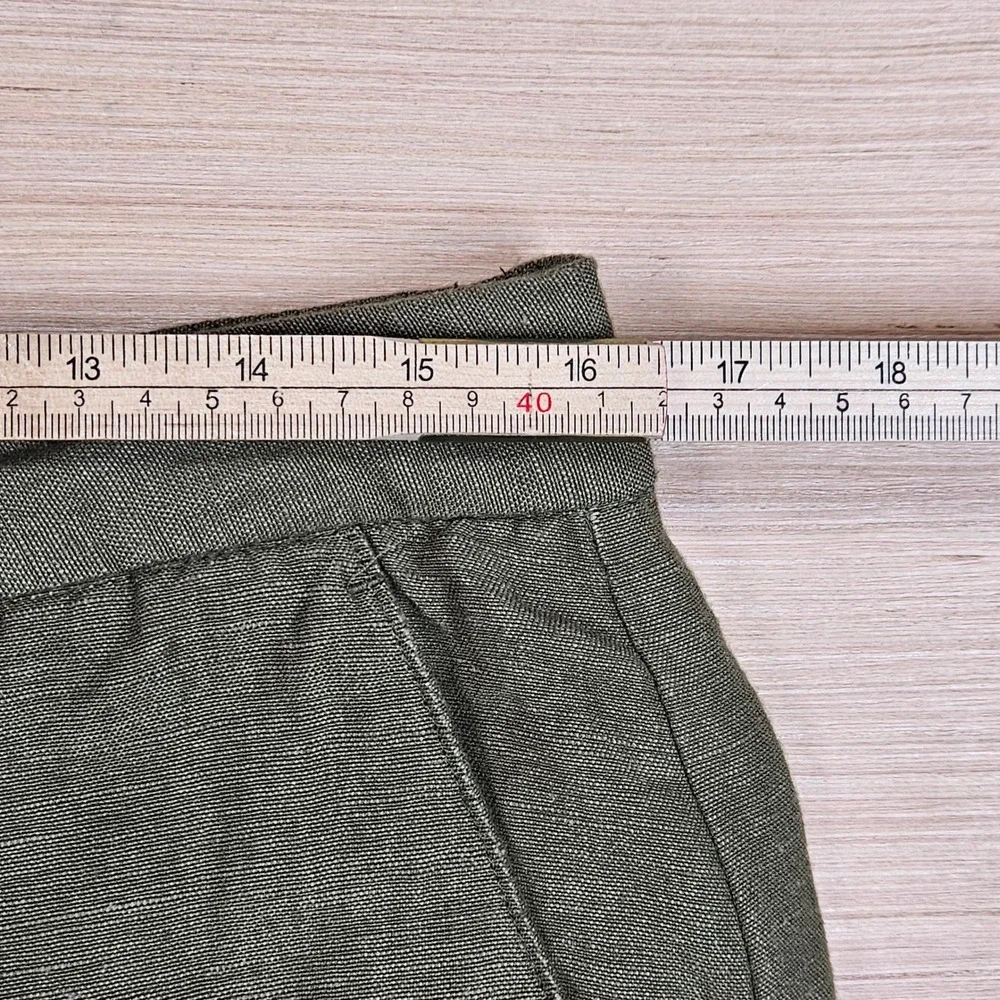 Magaschoni Man Linen Blend Pants Mens 33x29 Green Casual Lightweight Trousers